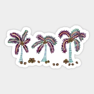 Playful Palms and Coconuts - Purple & Teal Sticker